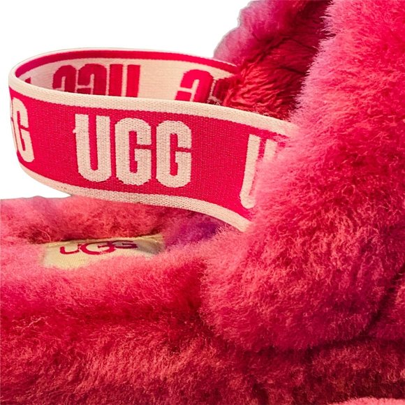 UGG Girls Fluff Yeah Slide Size 4 Pink EUC - Picture 6 of 15